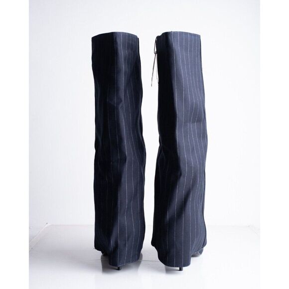 Zara Womens Boots Knee High Fabric Gaiter Navy Blue US 10 EU 41 3085/310 NWT - Picture 7 of 9